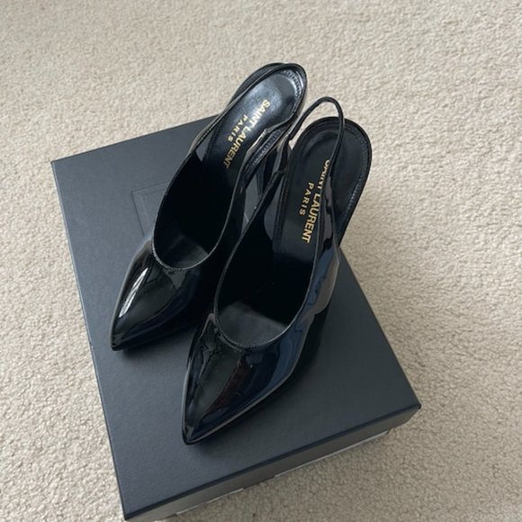 SAINT LAURENT Patent-Leather Slingback Pumps - Picture 5 of 6